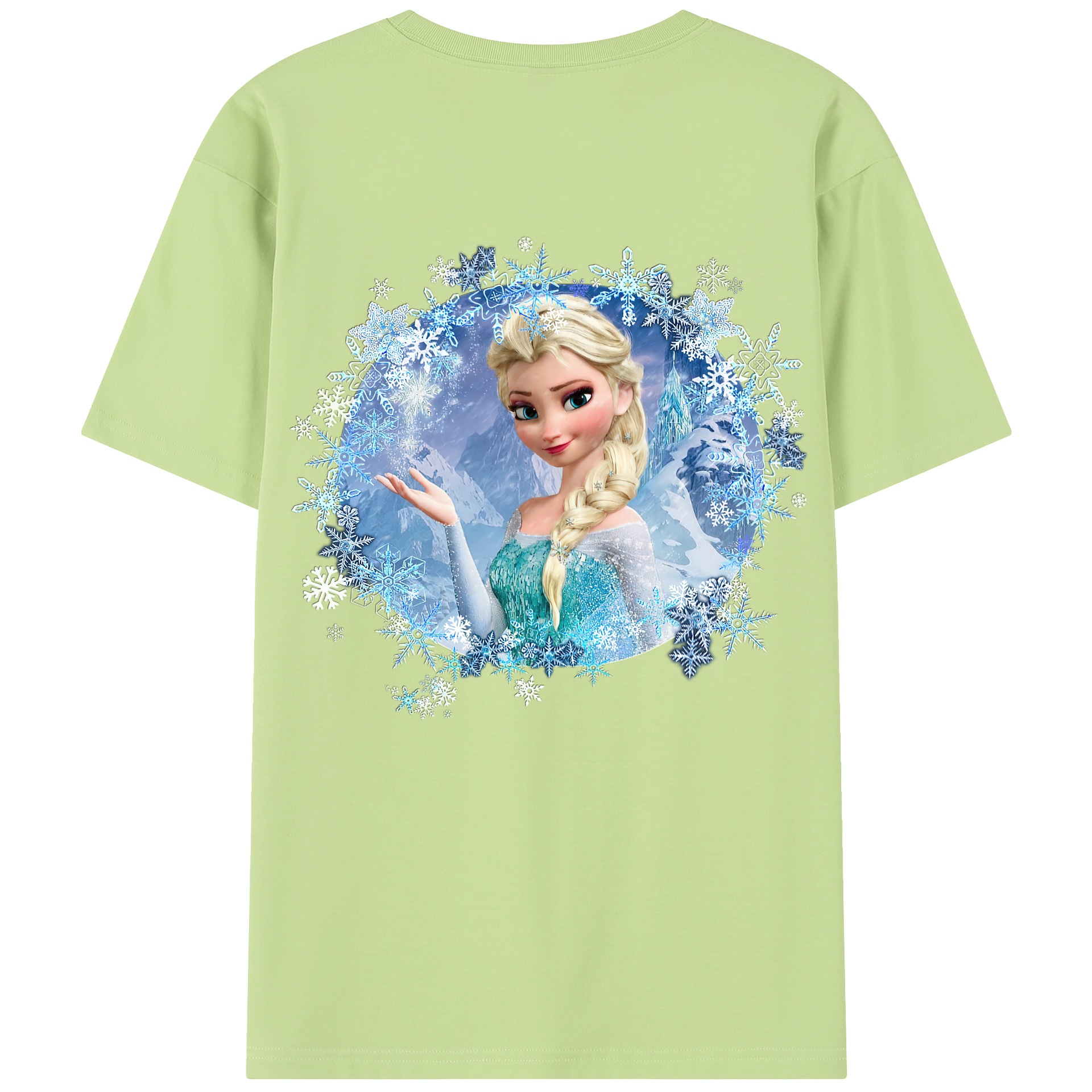 （画像用） アナと雪の女王 アンナ エルサ Frozen Anna Elsa 綿100％半袖Tシャツ（背面プリント）